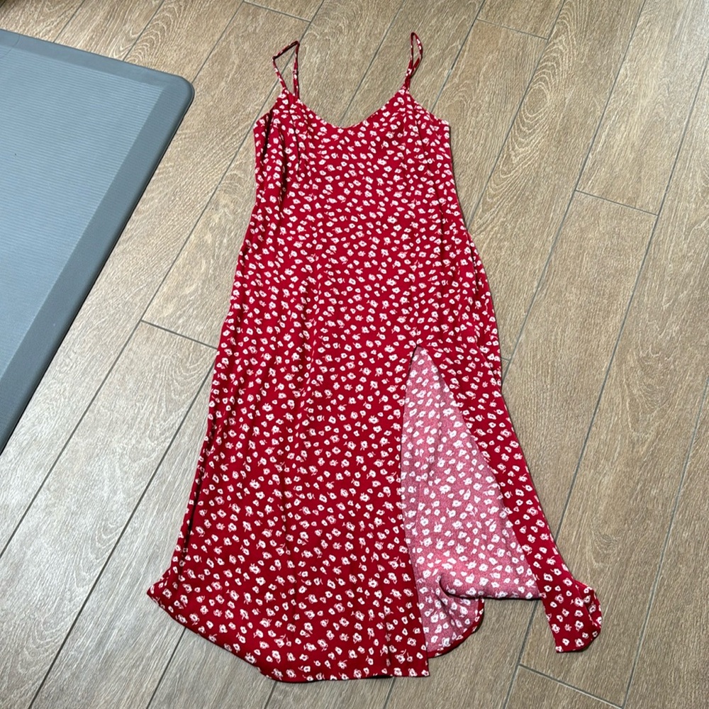 Reformation red and white slip dress, size 0